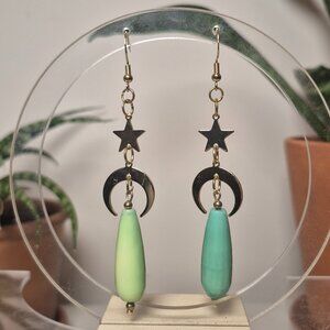 GREEN OPAL Celestial Dangle Earrings
